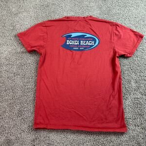 Bondi Beach Australia Shirt Mens Medium Red Blue Custom Surfboards Pacific FLAW